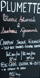 Menu Plumette - Extrait de la carte