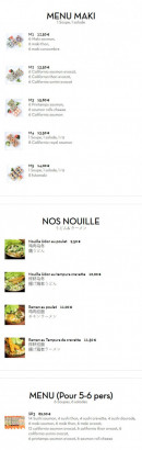 Carte et menu de Sushi d'Alfortville à Alfortville — Les menus makis, nouilles, …