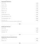 Menu Jeanne et Jacques - Les boissons fraîches, bières bouteilles et bières bouteilles sans alcool