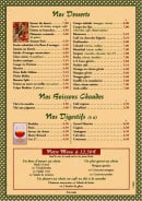 Carte et menu de La Table Marocaine Lina à Le Perreux sur Marne — Les desserts, les boissons chaudes...