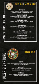 Carte et menu de Brother's Food à Villeneuve Saint Georges — Les pizzas, base crème et pizzas signatures
