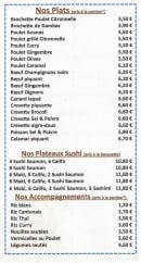Carte et menu de Chinasia fast food à Ivry sur Seine — Plats et accompagnements
