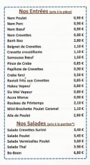 Carte et menu de Chinasia fast food à Ivry sur Seine — Entrées et salades
