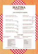 Menu Mazina Grill - Coupes de viandes et côté mer