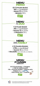 Carte et menu de PB Poulet Braisé à Ivry sur Seine — Menus a emporter