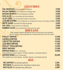 Menu Rana - Les légumes, biryani et riz