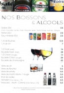 Menu L' Aquarium - Les boissons et alcools