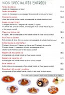 Menu L' Aquarium - Les entrées