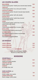 Menu La Bolée d'Arvor - Les coupes glacées, boules et boissons,...