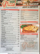 Menu Ozzi Pizza - Les pizzas, plats et formules