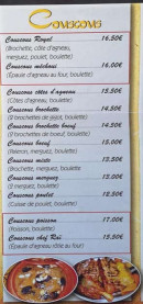 Menu Chez Léon - Les couscous