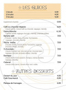 Menu Le triskel - Les glaces et desserts