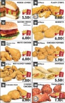 Menu Chicken's king - Formules burgers suite, chicken, samossas,...