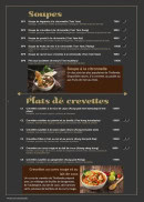 Menu Rajapreuk - Les soupes et plats crevettes