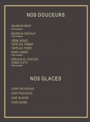 Menu Le Palace - Les douceurs et glaces