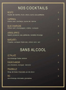 Menu Le Palace - Les cocktails et alcools