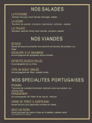 Menu Le Palace - Les salades, viandes et spécialités