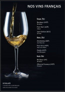 Menu Le Palace - Les vins Français