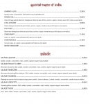 Carte et menu de Taste Of India à Villeneuve le Roi — Spécialités et salades