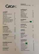 Menu Coco - Les apéritifs, cocktails....