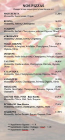Menu La Caz'à Pizza - Les pizzas