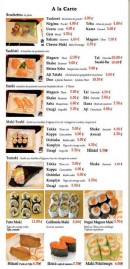 Menu Sushi Sei - Les menu à la carte