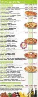 Menu La Scala - les pizzas