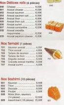 Carte et menu de Sushi wasabi9 à Villiers sur Marne — les delices rolls, temaki...