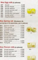 Carte et menu de Sushi wasabi9 à Villiers sur Marne — les eggs rolls, spring rolls...