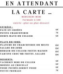 Menu Le Cellier des Vignerons - La carte