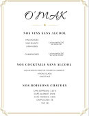 Menu O'mak Ristorante - Les vins sans alcools, cocktails sans alcools et boissons chaudes