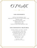 Menu O'mak Ristorante - Les desserts et boissons fraiches