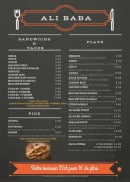 Menu Restaurant Ali Baba - les sandwiches et tacos, plats
