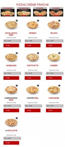 Menu Subito pizza - Les pizzas base crème