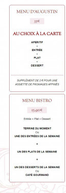 Menu Bistro d'Augustin - menu de bistro