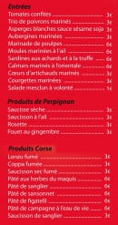 Menu Le Clin's Factory - Régions diverses, fromages et desserts