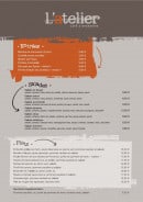 Menu L' atelier - entrées, salades et plats