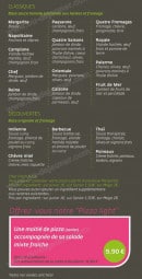 Menu Fresh&Cie - les pizzas suite 