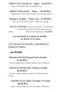 Menu L'arbre blanc - Les whiskies suite et rhums