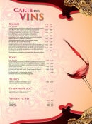 Menu Taj Mahal - Les vins