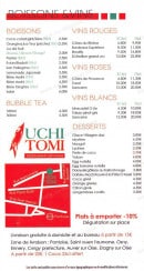 Menu Uchi tomi - Les boissons et vins
