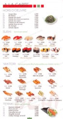 Menu Uchi tomi - Les plats a la carte : sushis...