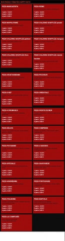 Menu MP  pizza - Les pizzas tomate
