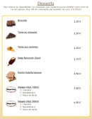 Menu Dino Pizza - Les desserts