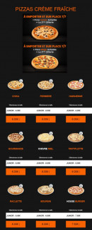 Menu House Pizza - Les pizzas crèmes fraîches