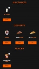 Menu House Pizza - Les milkshakes, desserts et glaces