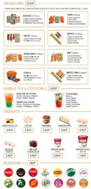 Menu Sushi Wan - Les menus midi, desserts et boissons,....