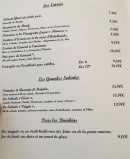 Menu Restaurant L'Etoile - les entrées et grandes salades,..