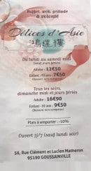 Carte et menu de Délices d'Asie à Goussainville — buffet, woks, grillades