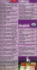 Menu Pizza Tova - Les pizzas, fromages, fraiches